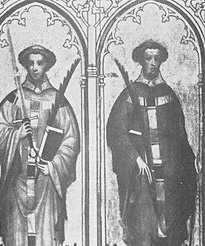 The Two Ewalds called us Saint Ewald the Black and Saint Ewald the Fair, martyrs in Old Saxony about 692. Both bore the same name but were distinguished by the difference in the color of their hair and complexions.